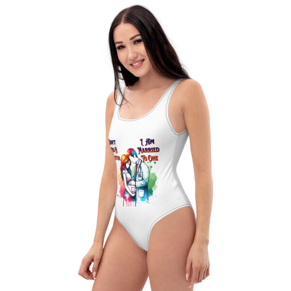I Don't Need A Doctor I Am Married To One One-Piece Swimsuit - Image 6