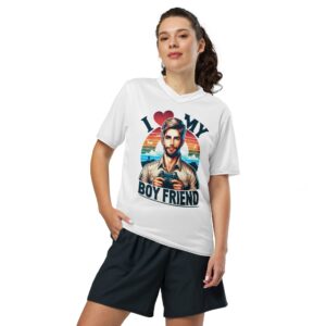 I Love My Boy Friend Unisex Sports Jersey - Recycled