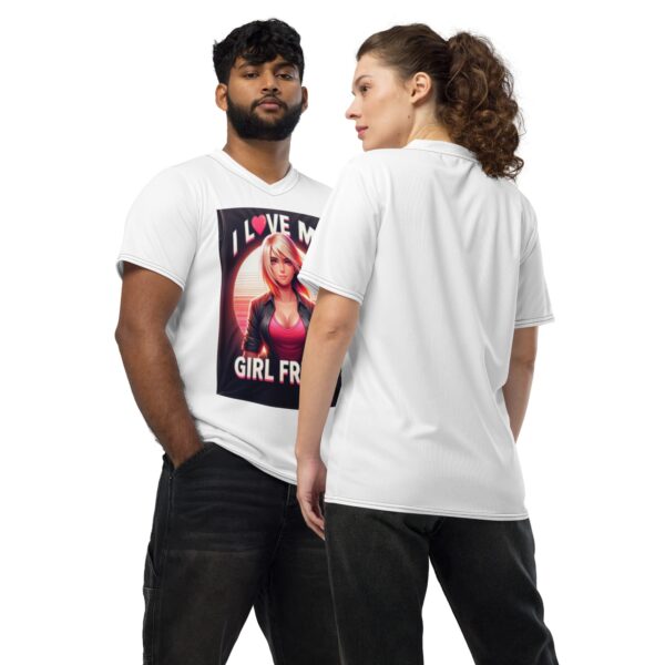 I Love My Gril Friend Unisex Sports Jersey - Recycled - Image 2