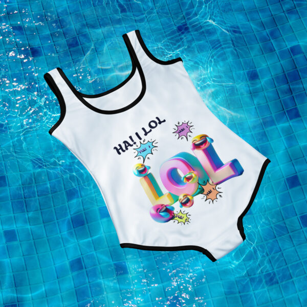 Ha! I LOL Youth Swimsuit - Black Thread - Image 2