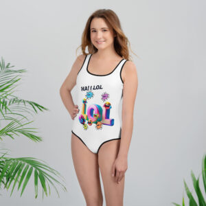 Ha! I LOL Youth Swimsuit - Black Thread