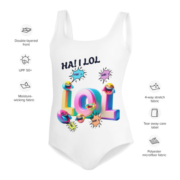 Ha! I LOL Youth Swimsuit - White Thread - Image 2