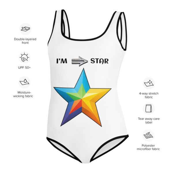 I'M Star Youth Swimsuit - Black Thread - Image 5
