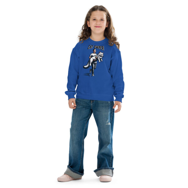 Cat Owner Youth Crewneck Sweatshirt - Image 3